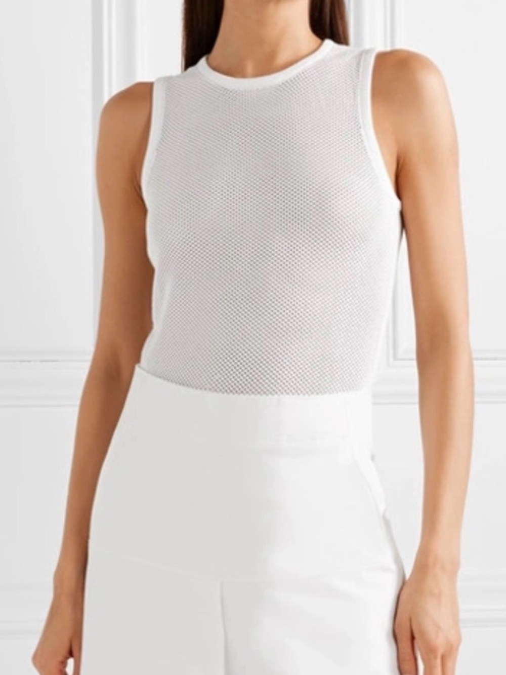 Tibi White Mesh Tank Bodysuit